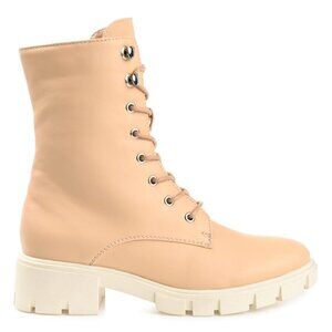 Journee Collection Madelynn Booties Combat Ankle Boots Tan Size 8  MSRP $100